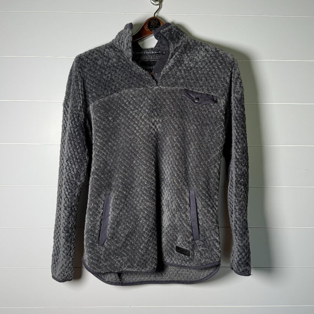 Simply Southern Quarter Snap Long Sleeve Soft Fuzzy Pullover Size Meduim